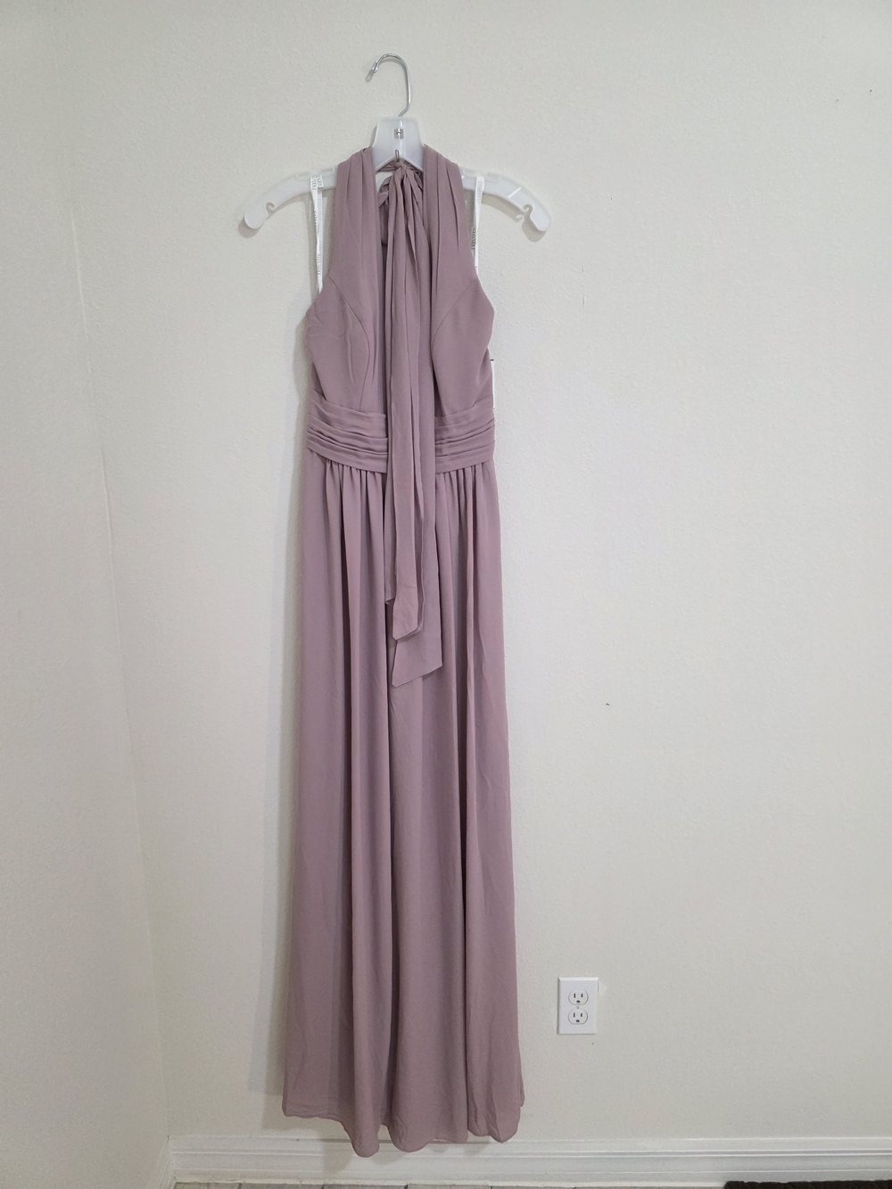 David's Bridal Dusty Mauve Halter Maxi Dress